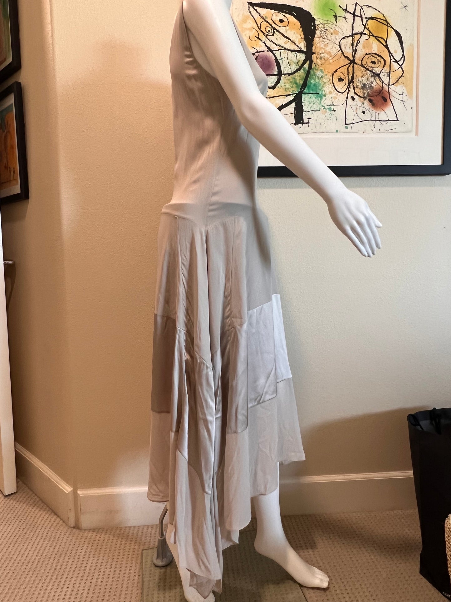 Brunello Cucinelli NWT taupe silk/chiffon sleeveless maxi dress Size S